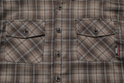Brown Plaid Chicano Double Pocket Shirt - Hipok Brand