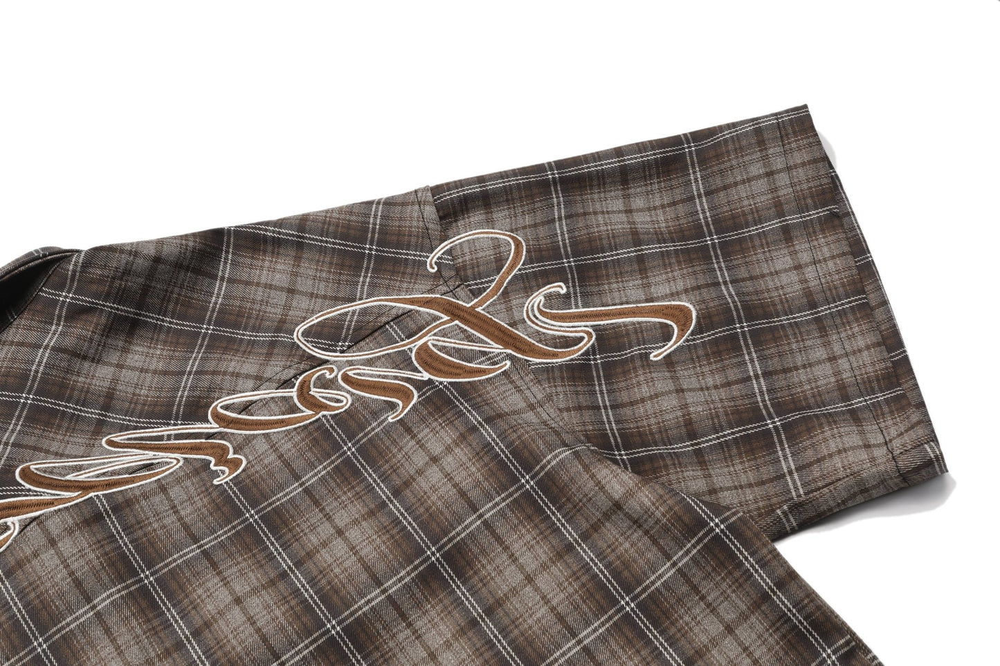 Brown Plaid Chicano Double Pocket Shirt - Hipok Brand