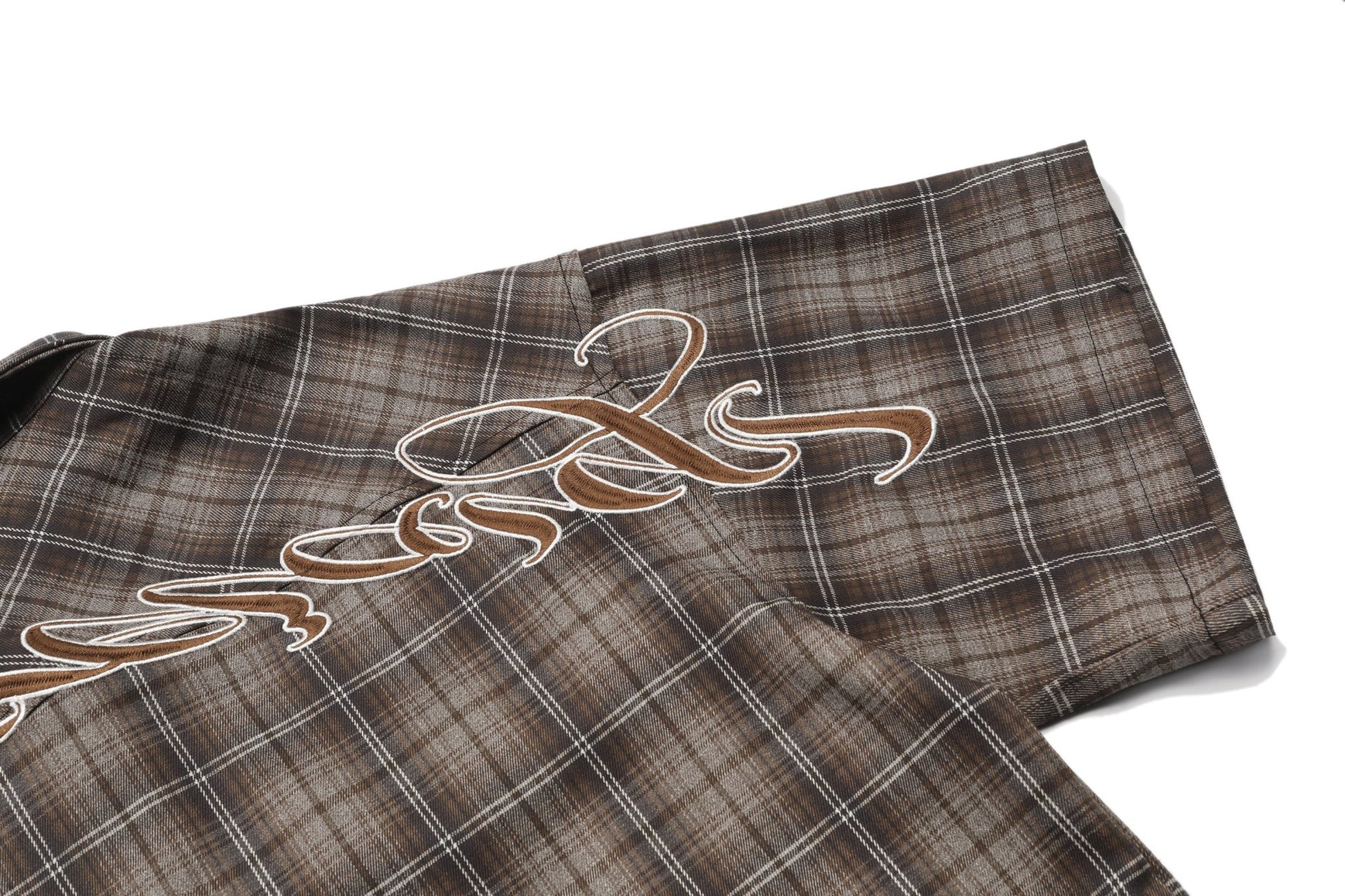 Brown Plaid Chicano Double Pocket Shirt - Hipok Brand