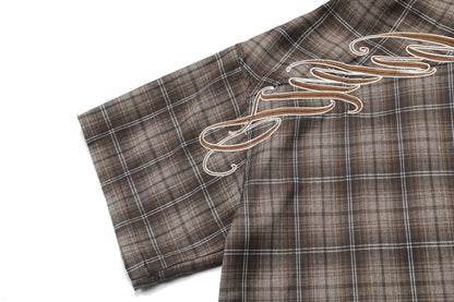 Brown Plaid Chicano Double Pocket Shirt - Hipok Brand