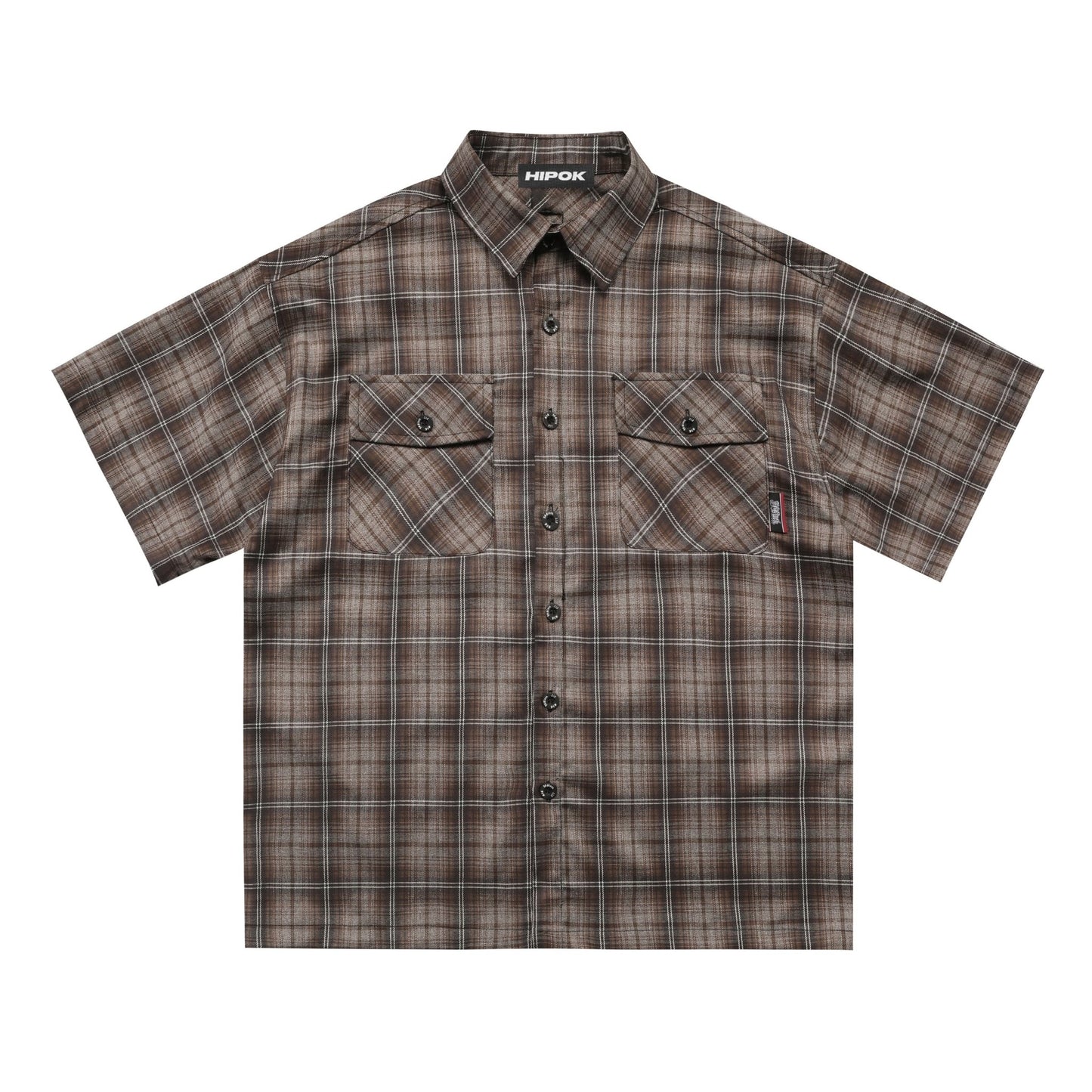 Brown Plaid Chicano Double Pocket Shirt - Hipok Brand