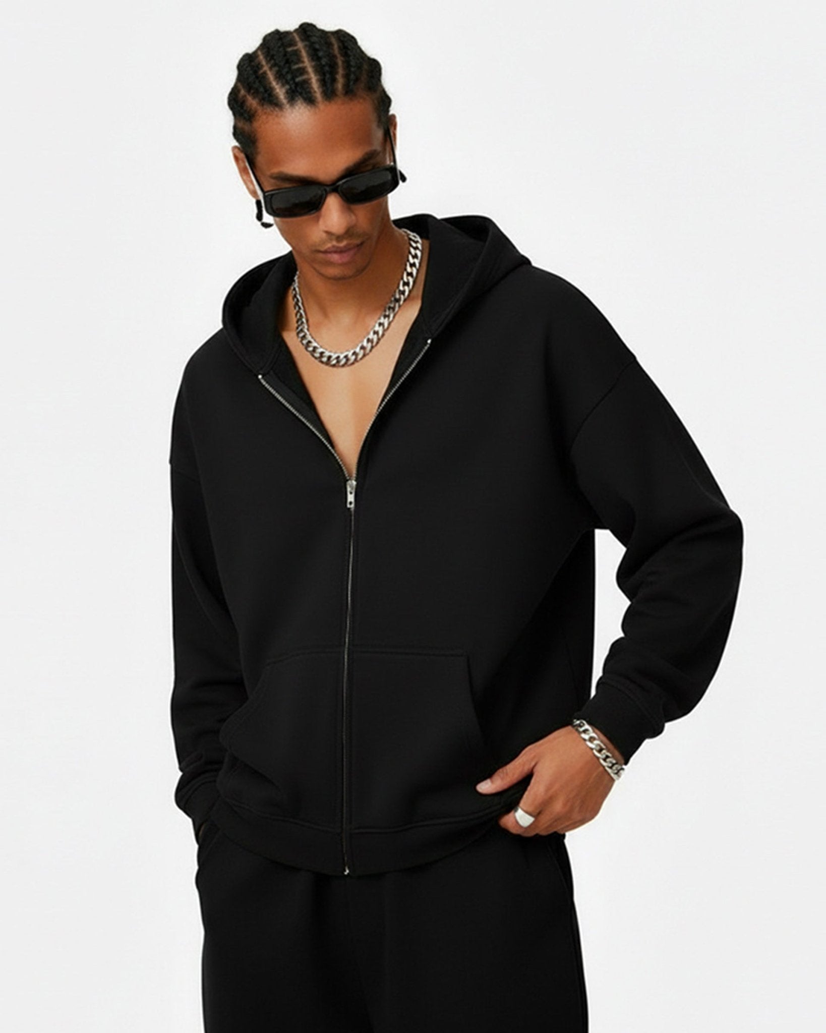 Essential Black Zip Hoodie - Hipok Brand