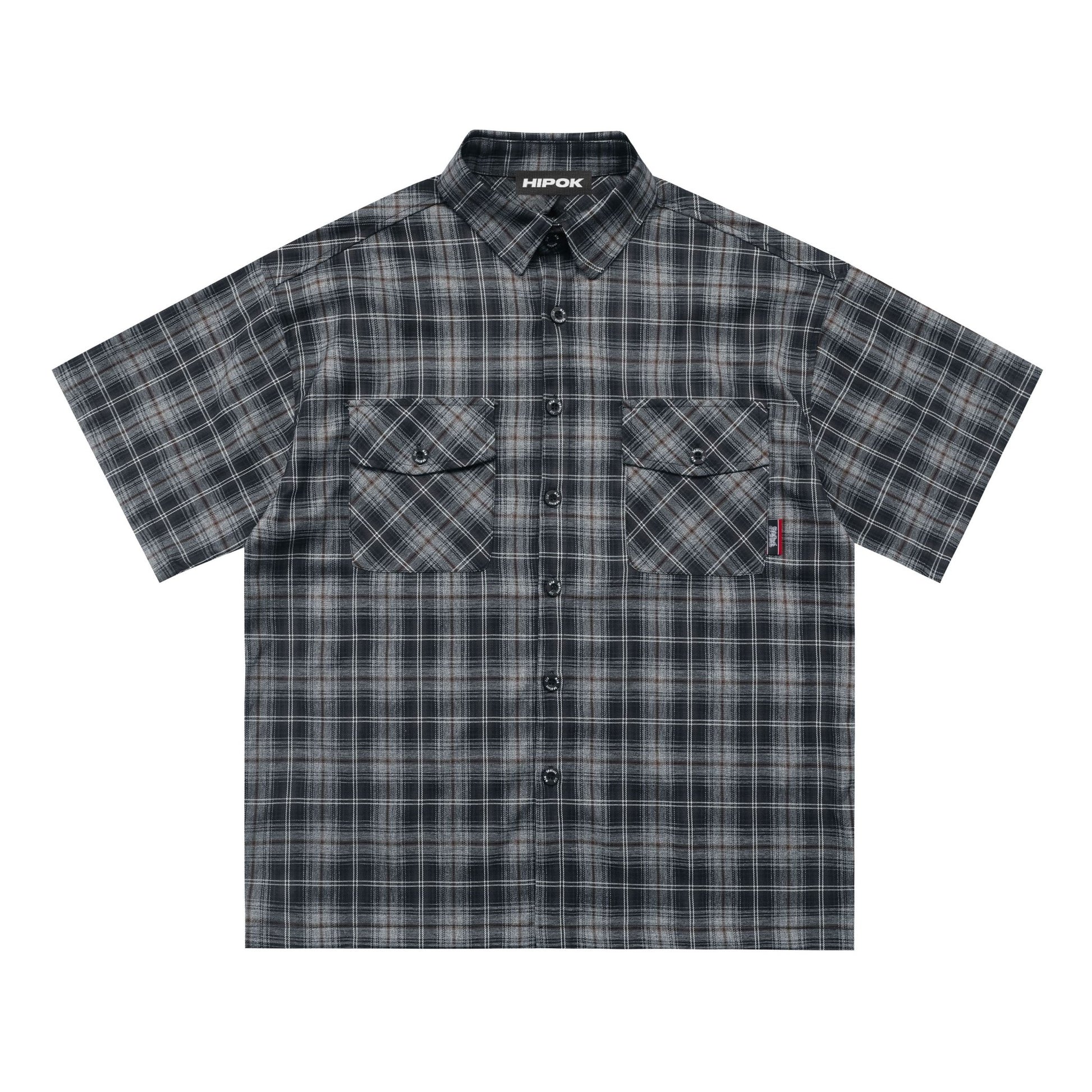 Graphite Plaid Chicano Double Pocket Shirt - Hipok Brand