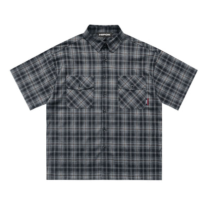 Graphite Plaid Chicano Double Pocket Shirt - Hipok Brand