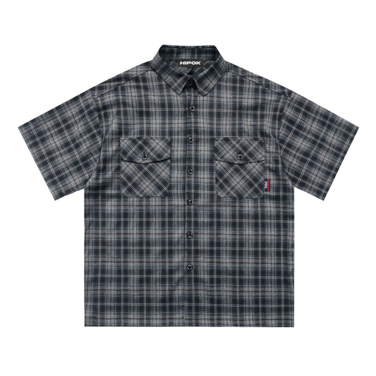 Graphite Plaid Chicano Double Pocket Shirt - Hipok Brand