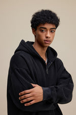 Solid Black Zip Hoodie - Hipok Brand