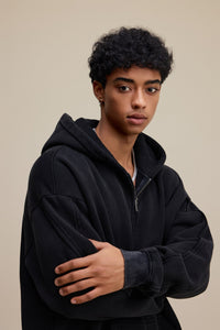 Solid Black Zip Hoodie - Hipok Brand
