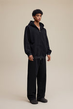 Solid Black Zip Hoodie - Hipok Brand