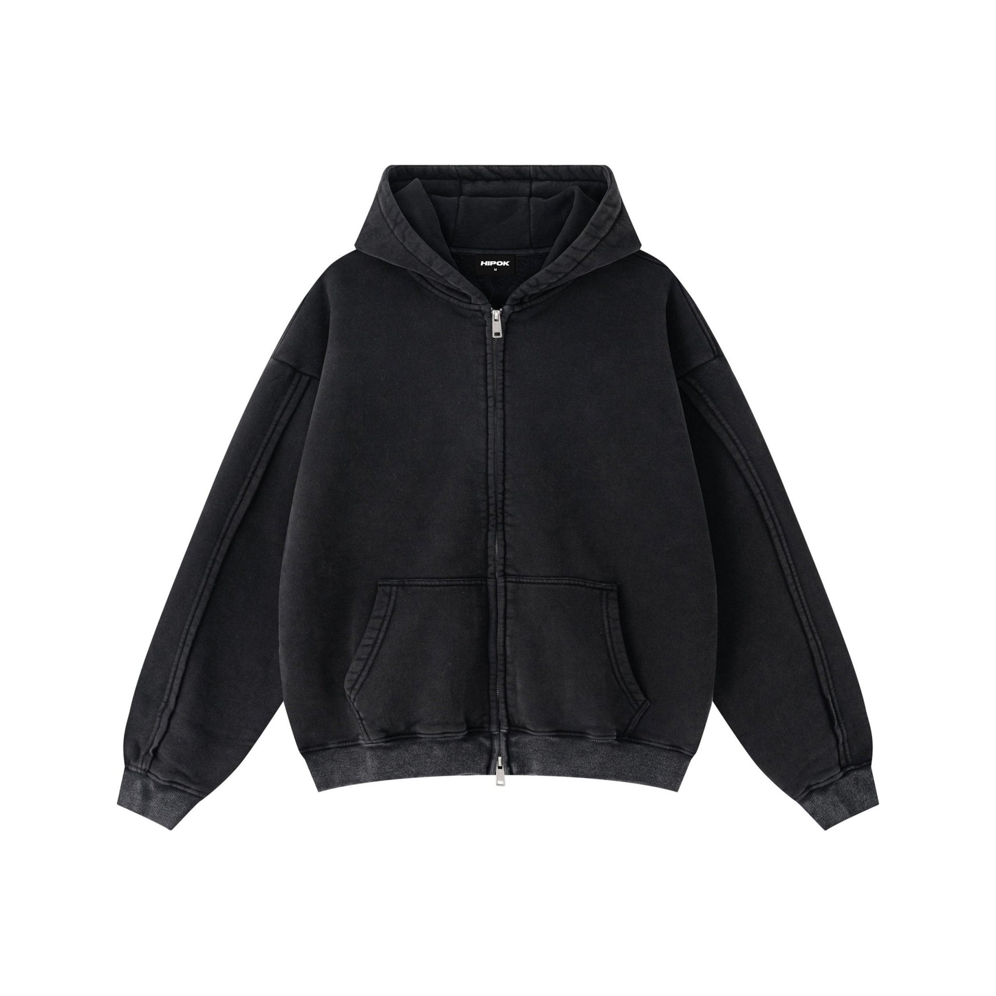 Solid Black Zip Hoodie - Hipok Brand
