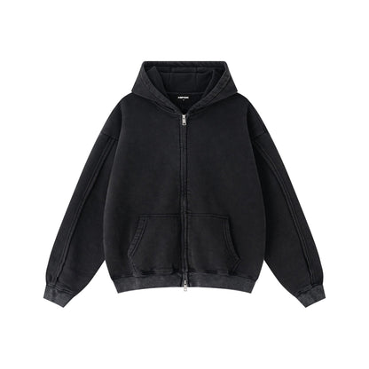 Solid Black Zip Hoodie - Hipok Brand