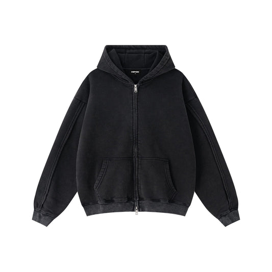 Solid Black Zip Hoodie - Hipok Brand