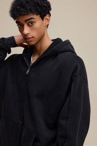 Solid Black Zip Hoodie - Hipok Brand