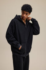 Solid Black Zip Hoodie - Hipok Brand