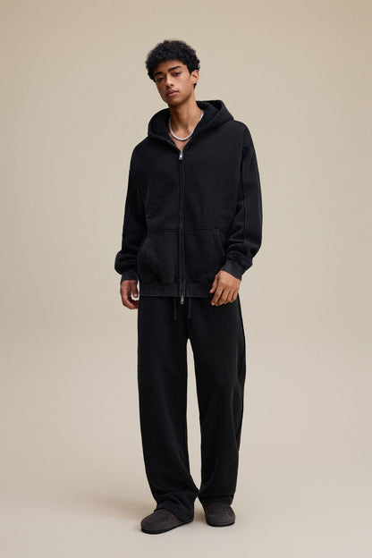 Solid Black Zip Hoodie - Hipok Brand