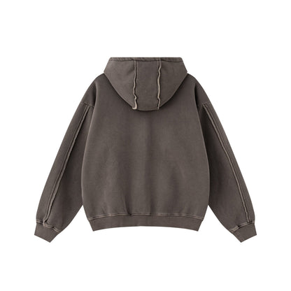 Solid Brown Zip Hoodie - Hipok Brand