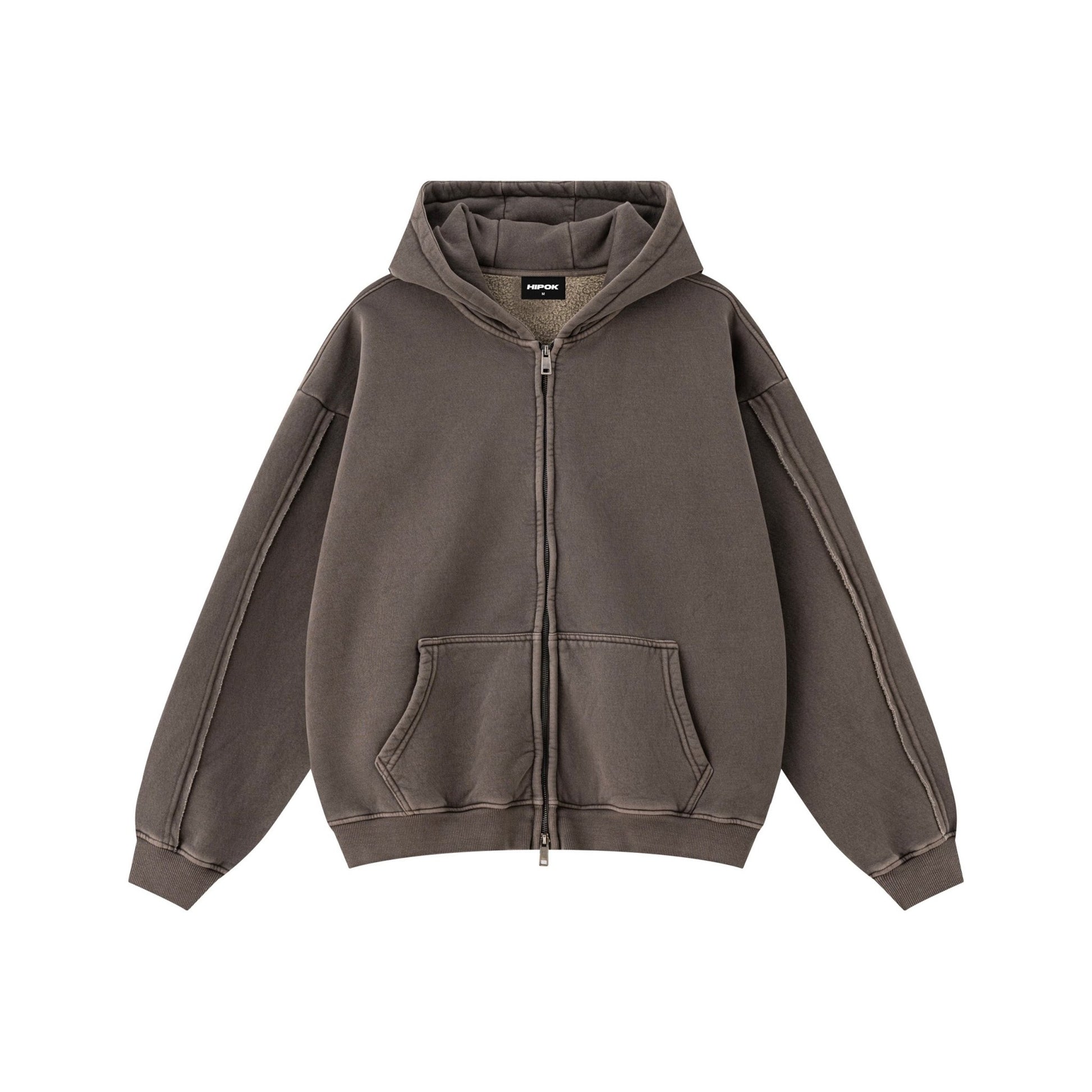 Solid Brown Zip Hoodie - Hipok Brand