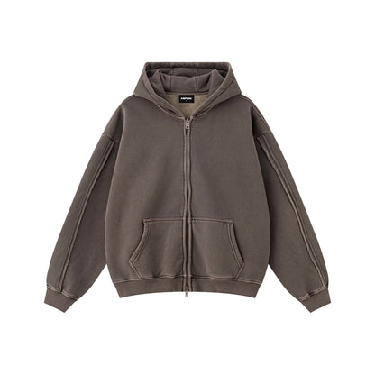 Solid Brown Zip Hoodie - Hipok Brand