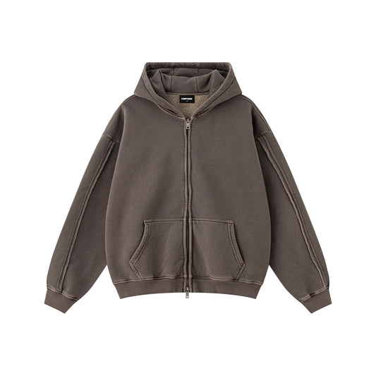 Solid Brown Zip Hoodie - Hipok Brand