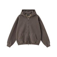 Solid Brown Zip Hoodie - Hipok Brand
