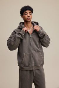 Solid Brown Zip Hoodie - Hipok Brand