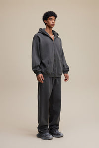 Solid Dark Grey Zip Hoodie - Hipok Brand