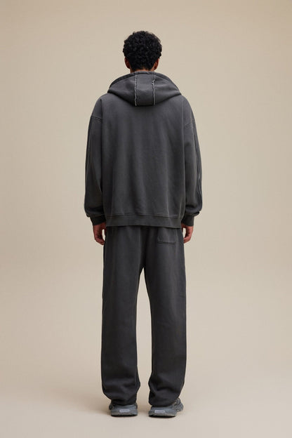Solid Dark Grey Zip Hoodie - Hipok Brand