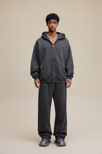 Solid Dark Grey Zip Hoodie - Hipok Brand