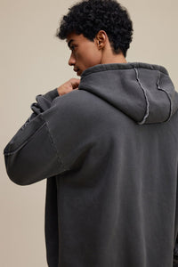 Solid Dark Grey Zip Hoodie - Hipok Brand
