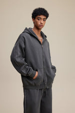 Solid Dark Grey Zip Hoodie - Hipok Brand