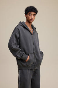 Solid Dark Grey Zip Hoodie - Hipok Brand