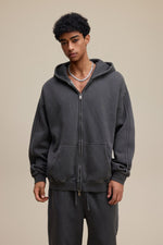 Solid Dark Grey Zip Hoodie - Hipok Brand