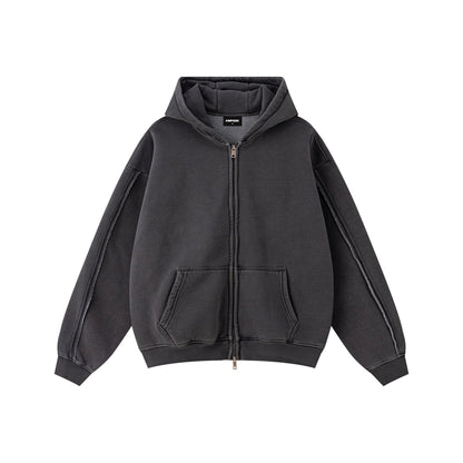Solid Dark Grey Zip Hoodie - Hipok Brand