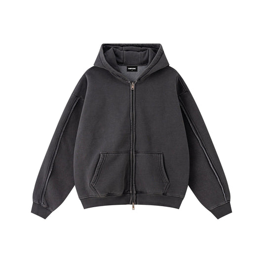 Solid Dark Grey Zip Hoodie - Hipok Brand