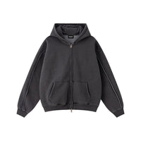 Solid Dark Grey Zip Hoodie - Hipok Brand