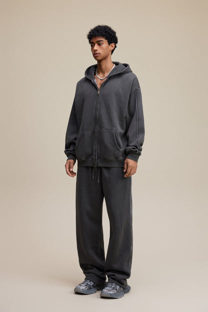 Solid Dark Grey Zip Hoodie - Hipok Brand