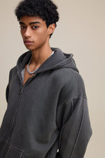 Solid Dark Grey Zip Hoodie - Hipok Brand