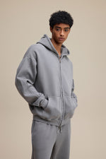 Solid Grey Zip Hoodie - Hipok Brand