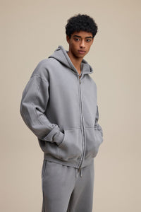 Solid Grey Zip Hoodie - Hipok Brand