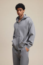 Solid Grey Zip Hoodie - Hipok Brand