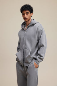 Solid Grey Zip Hoodie - Hipok Brand