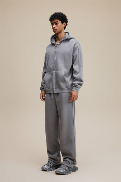 Solid Grey Zip Hoodie - Hipok Brand