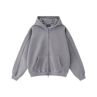 Solid Grey Zip Hoodie - Hipok Brand
