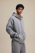 Solid Grey Zip Hoodie - Hipok Brand