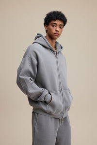 Solid Grey Zip Hoodie - Hipok Brand