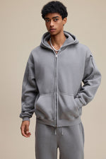 Solid Grey Zip Hoodie - Hipok Brand