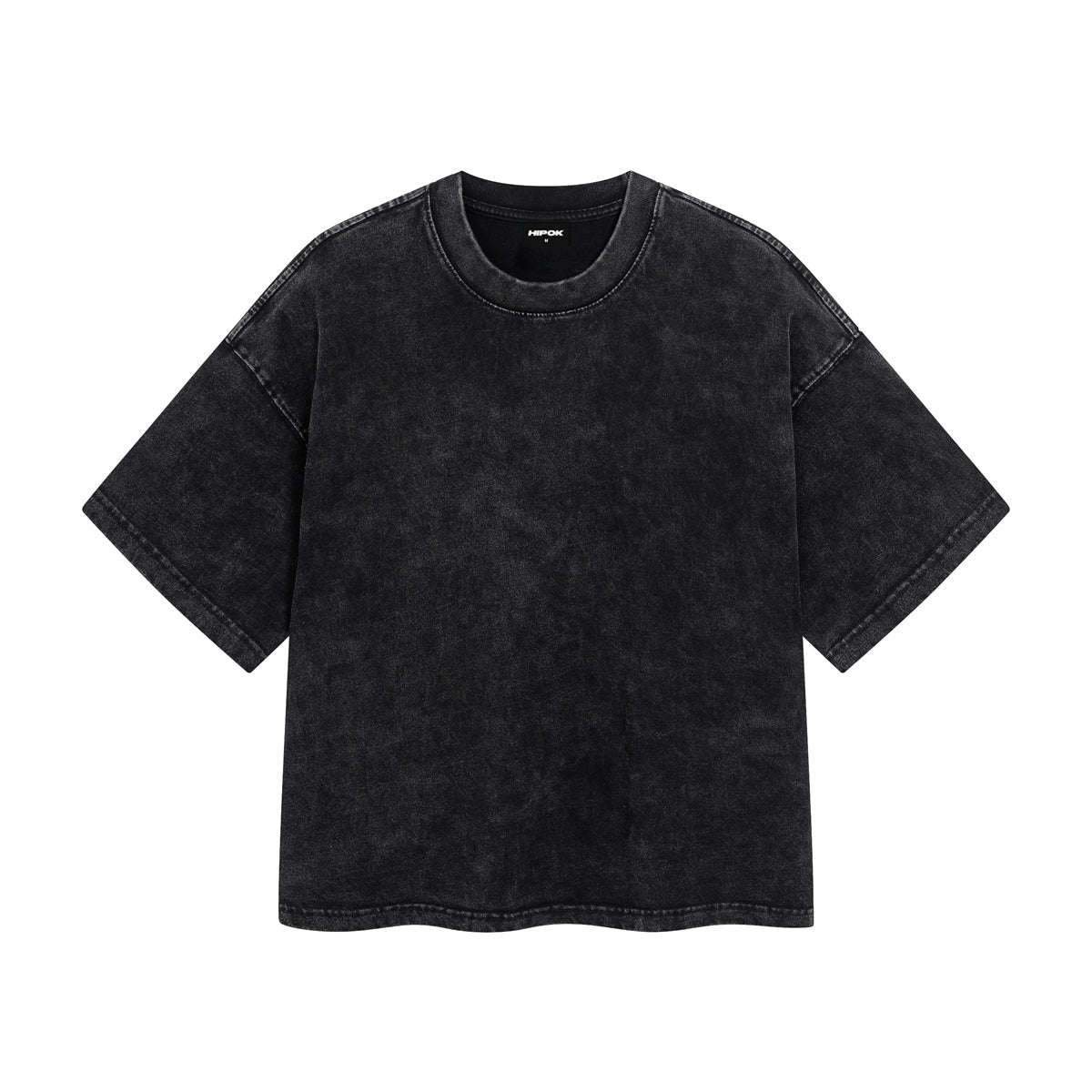 Washed Black Boxy Fit Basic T-Shirt - Hipok Brand
