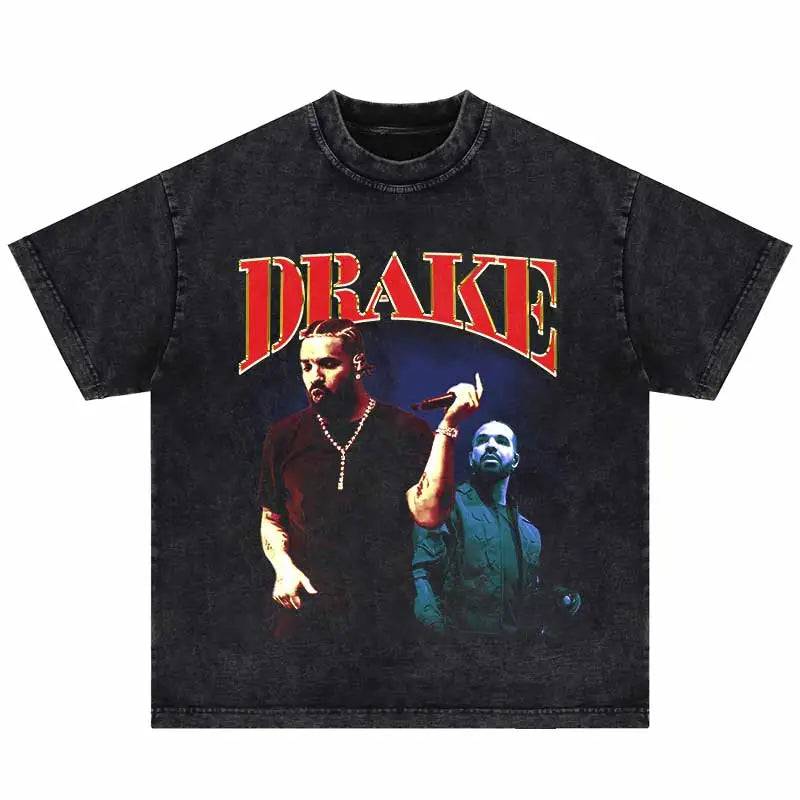 Washed Black Drip Drake T-Shirt