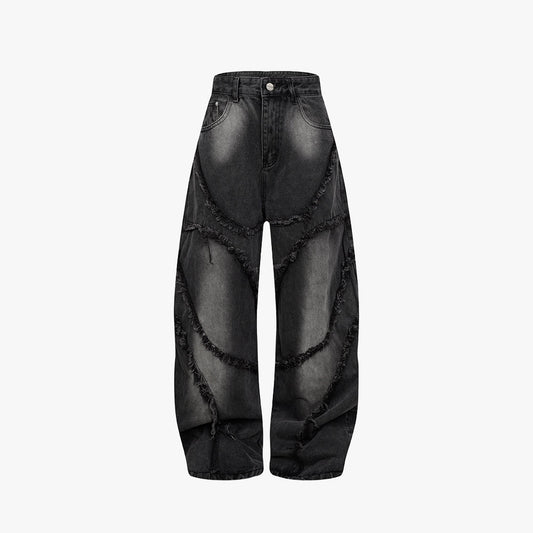 Washed Black Frayed Balloon Denim - Hipok Brand