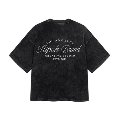 Washed Black Los Angeles Boxy Fit T-Shirt - Hipok Brand