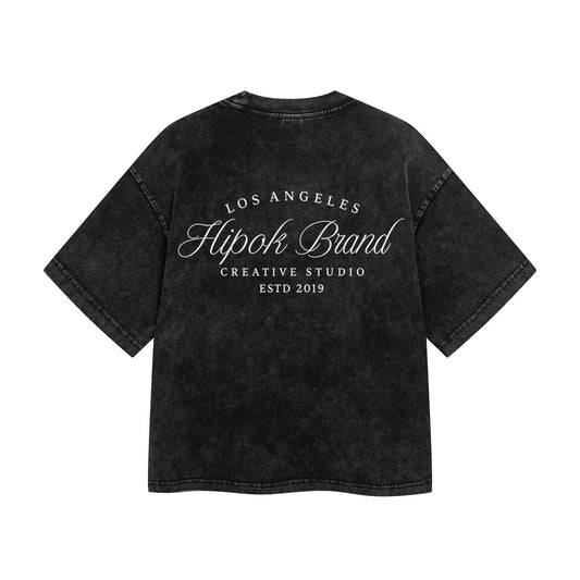 Washed Black Los Angeles Boxy Fit T-Shirt - Hipok Brand